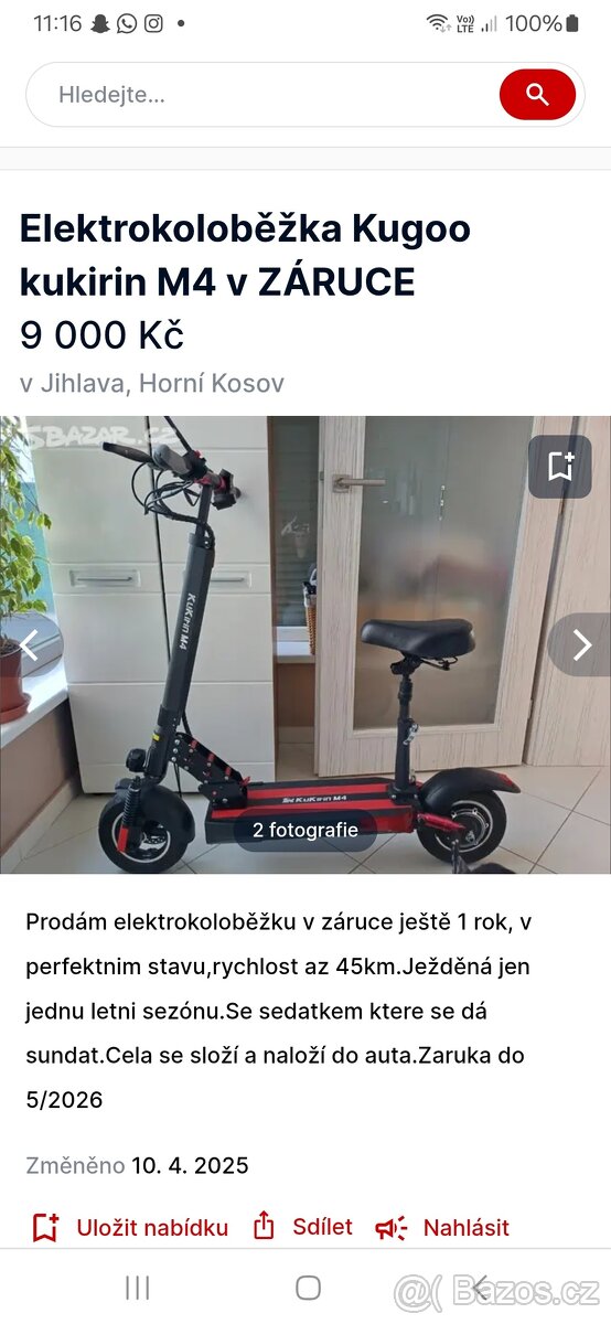 Prodám elektrokoloběžku Kukirin m4 v ZÁRUCE