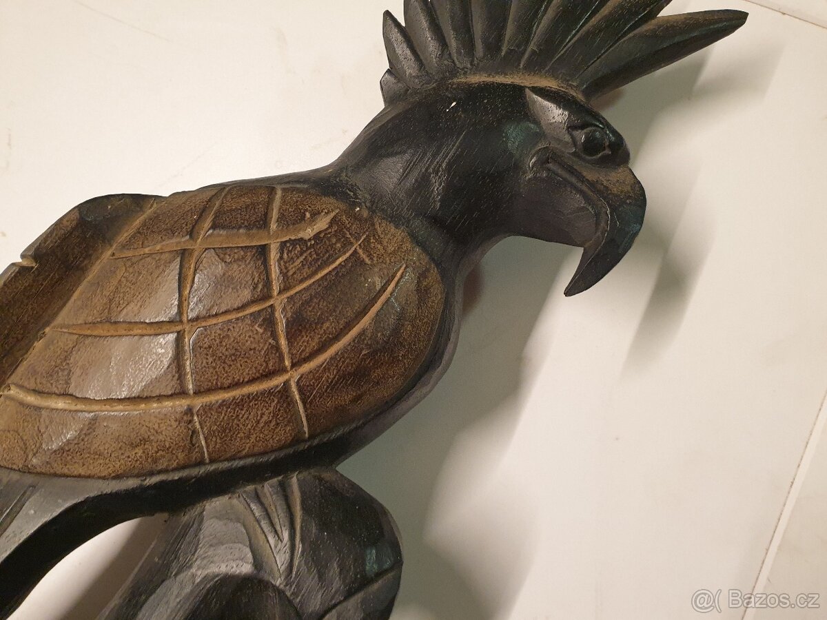 Dřevěný papoušek 53cm