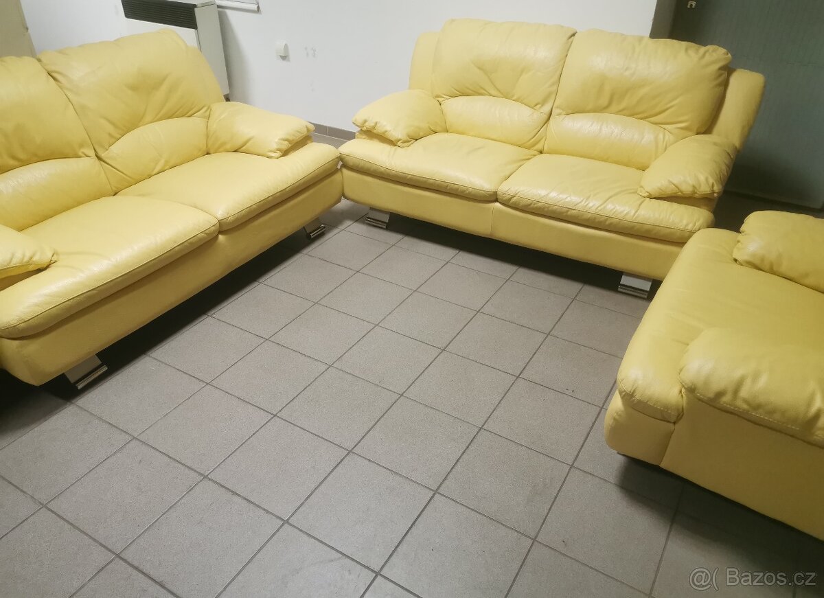 Kožená sedací souprava 3+2+1 - jak NOVÁ, BEZ POŠKOZENÍ
