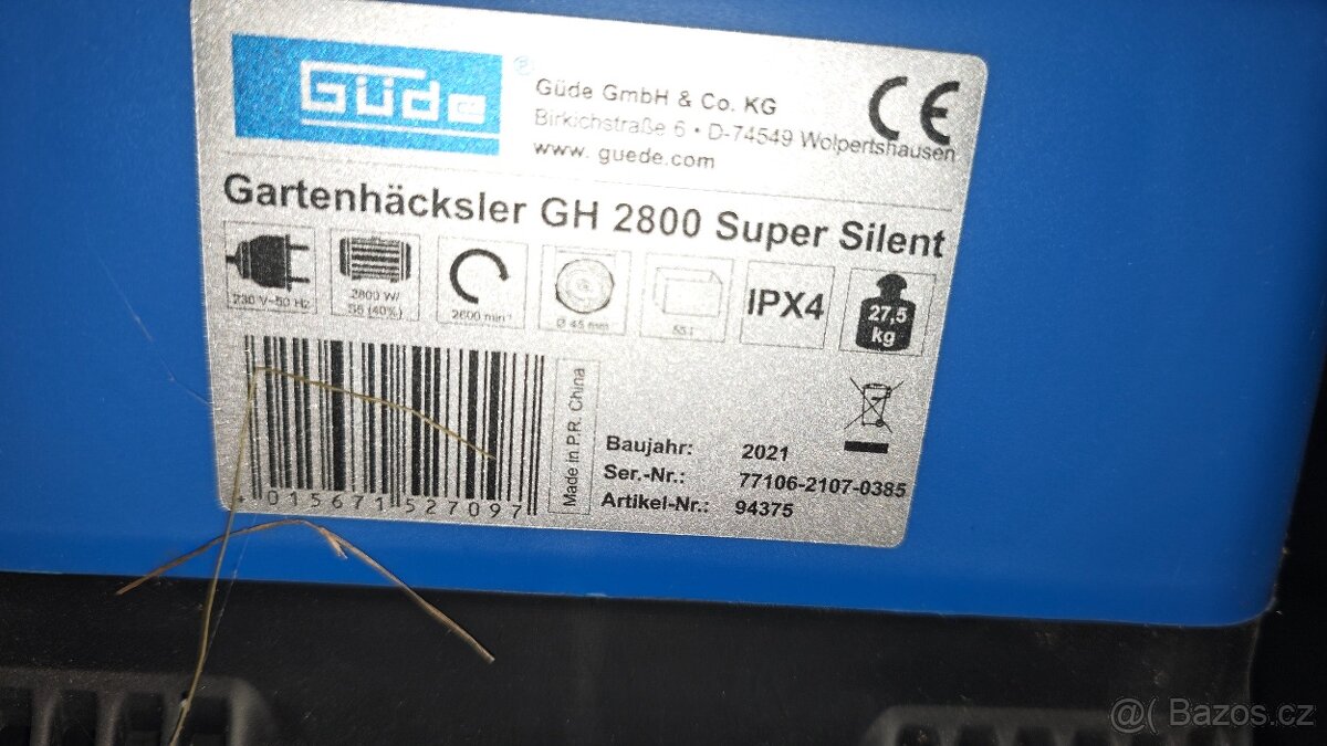 elektrický drtič větví Güde GH 2800 Super Silent