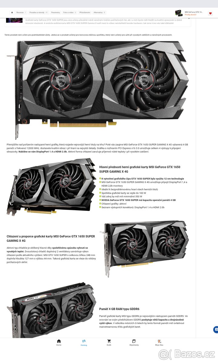 MSI GTX 1650 SUPER GAMING X 4GB – perfektní stav