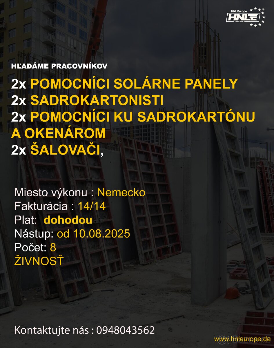🔧 HLEDÁME PRACOVNÍKY DO NĚMECKA