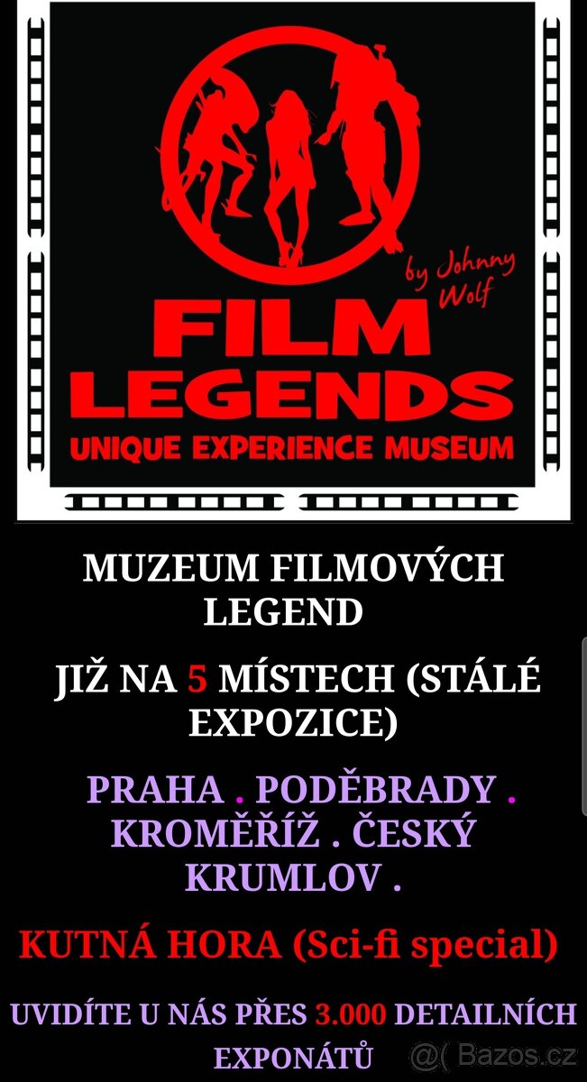 4x vstupenka MUZEUM FILMOVÝCH LEGEND FILM LEGENDS