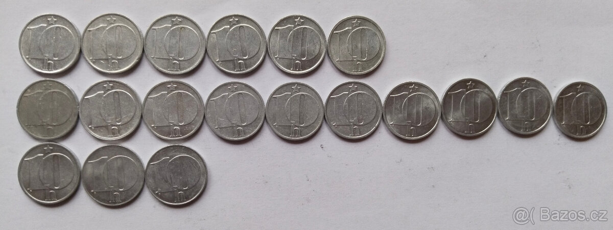 19x 10 haléřů Československo Celá sada