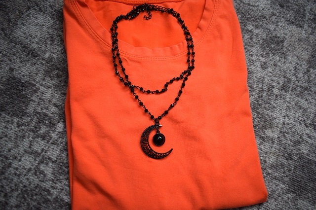 Gotický dvojitý náhrdelník měsíc, řetízek