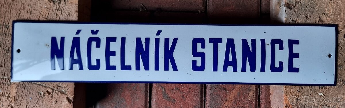 Smalt cedule uloženka Náčelník stanice ŽELEZNICE