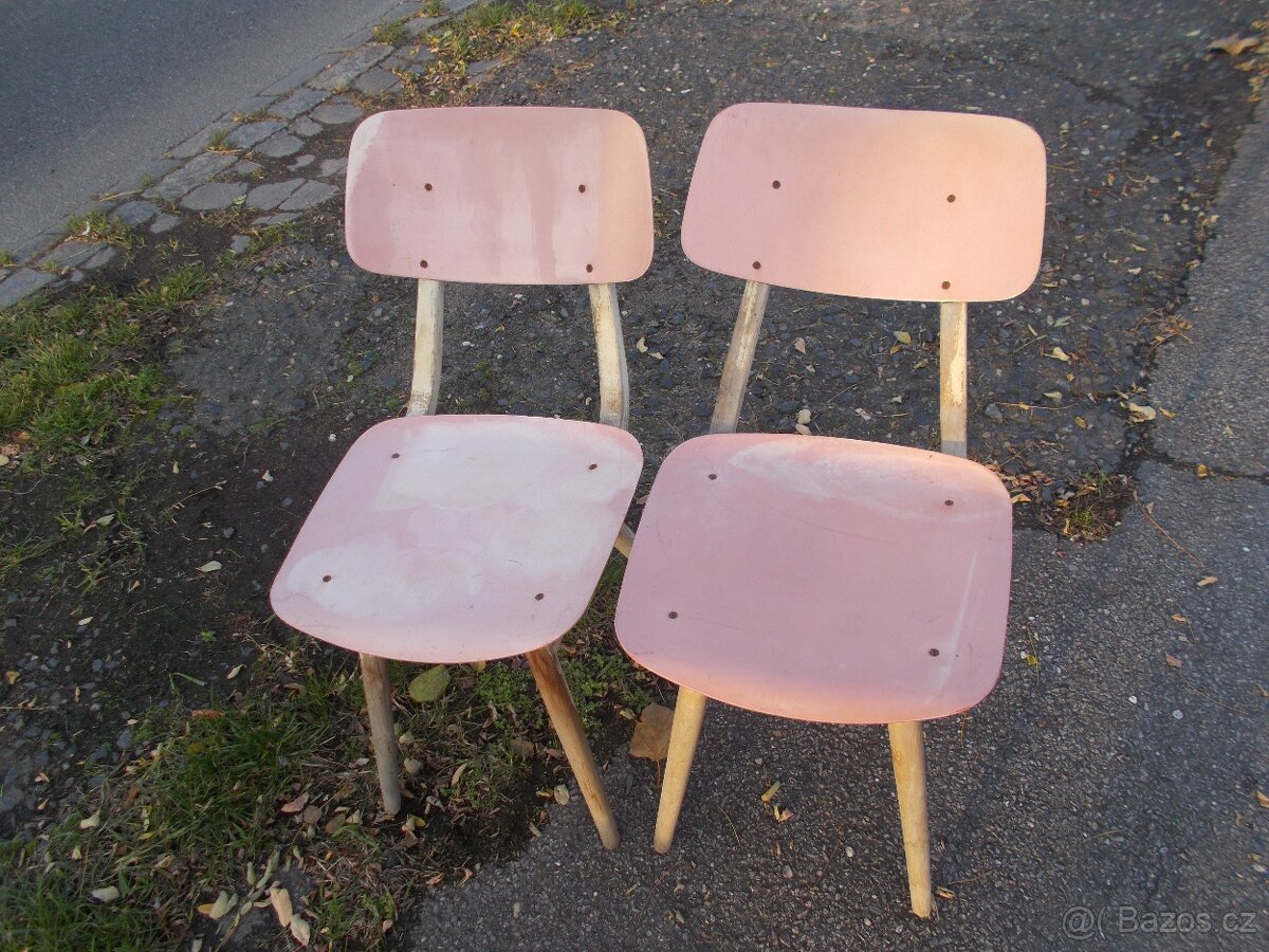 Retro židle Ton dřevo-plast 50. léta
