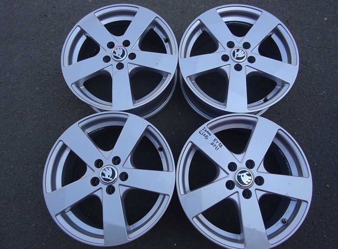 Alu disky na Škoda, 16", 5x100, ET 38, šířka 6,5J