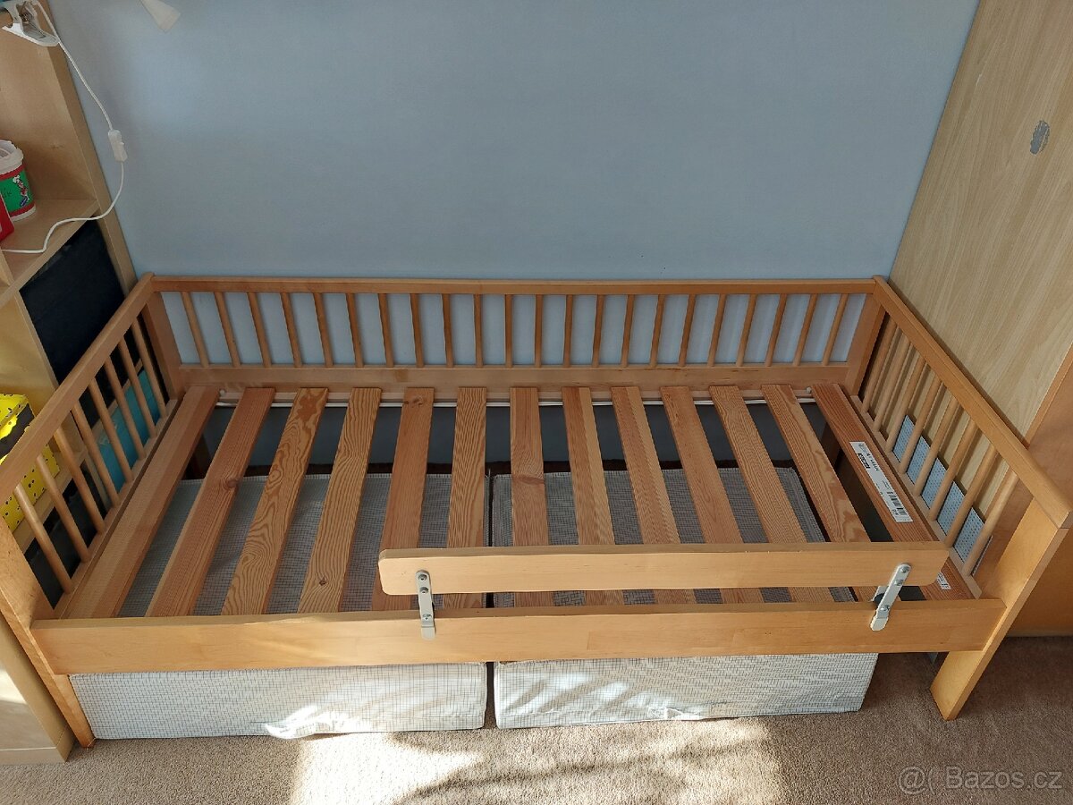 Dětská postel 2 ks Ikea Gulliver 160/70 vč. roštu a zábrany