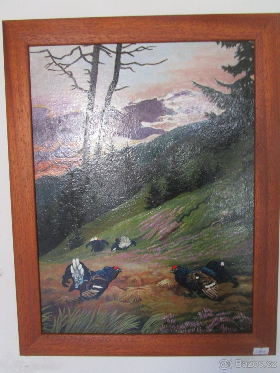 obrazy s mysliveckým motivem-ruční malba