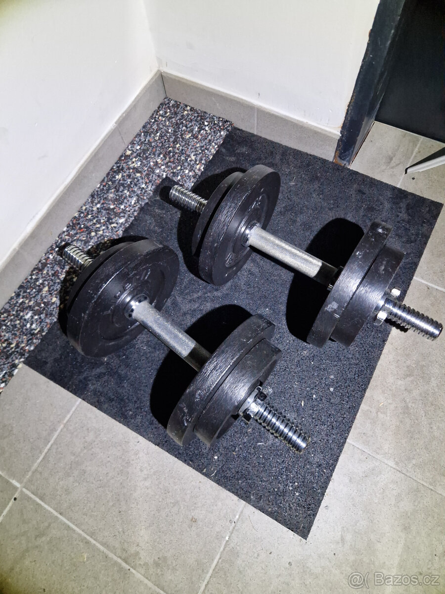 Nakládací činkový set - 4x5kg, 4x2,5kg, 2x hřídel 45cm
