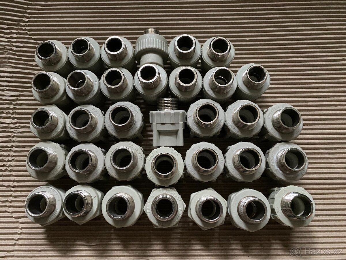 Nové PPR přechody 25 x 3/4" - vnitřní, vnější kovový závit