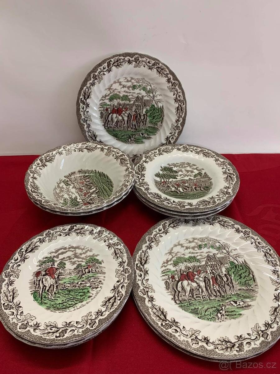 Anglický porcelán Myotts Country Life, jídelní souprava 14 k