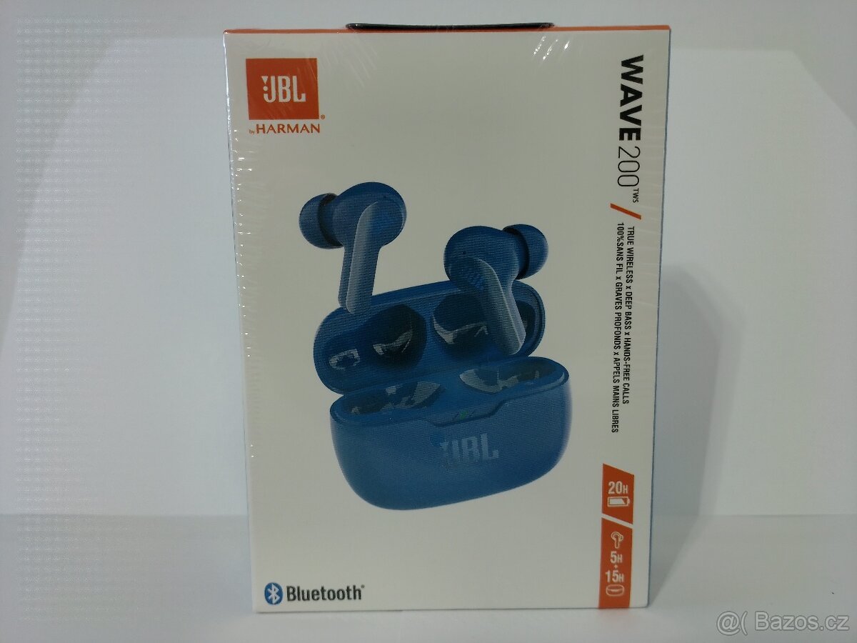 Bezdrátová sluchátka do uší JBL Wave 200 TWS. Krásná modrá b