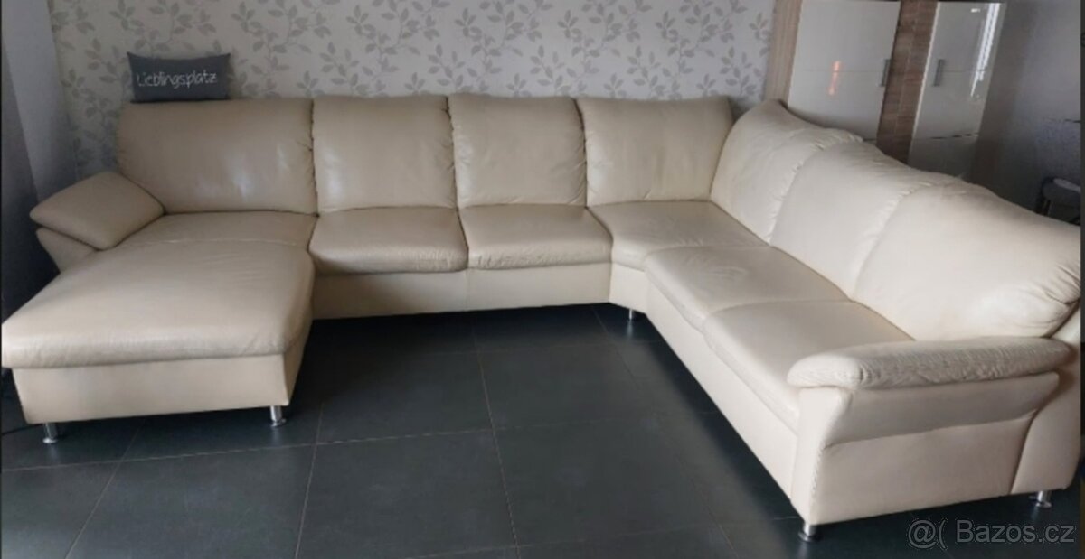 Moderní kožená sedací souprava do U, 4358