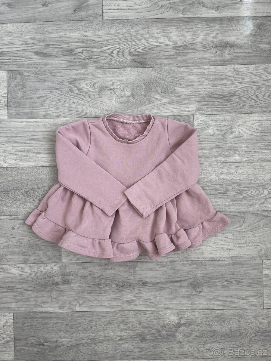 Dívčí starorůžová volánová oversized mikina Little People
