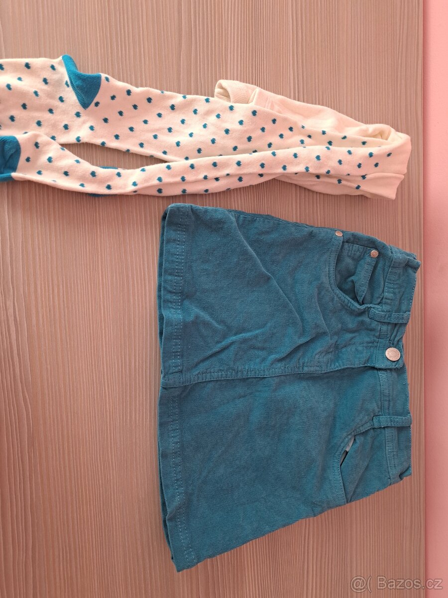 Dívčí manžestrová sukně s punčocháči