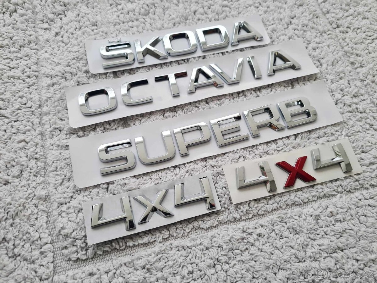 ŠKODA nápisy ČIERNE / CHROMOVE