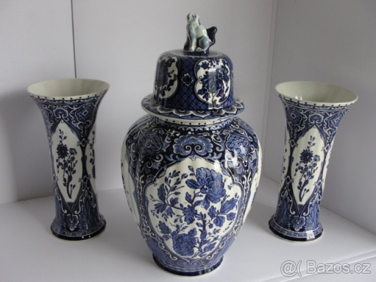Staré,luxusní vázy-3ks Delfts, porcelán fajáns č4