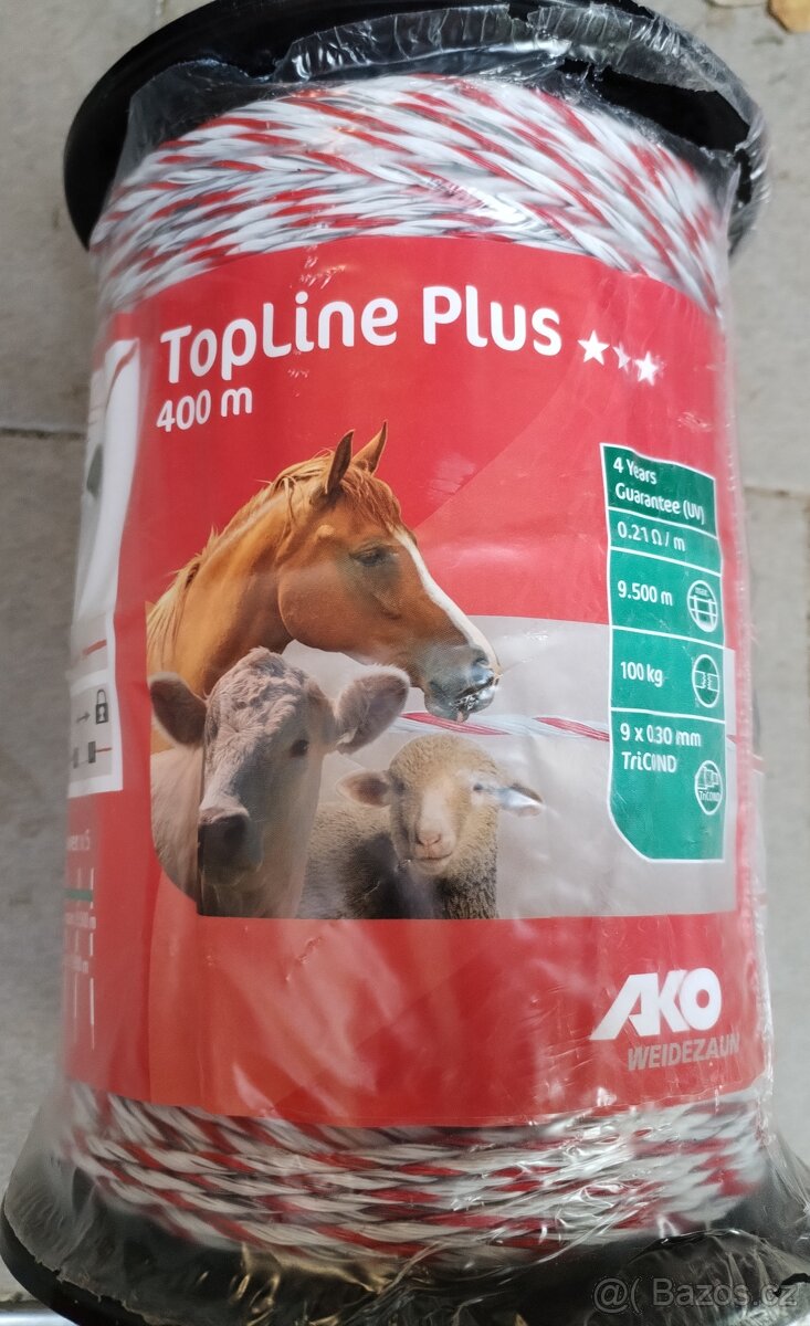 AKO TOPline Plus 400m drát na elektrický ohradník 0,21 ohm/m