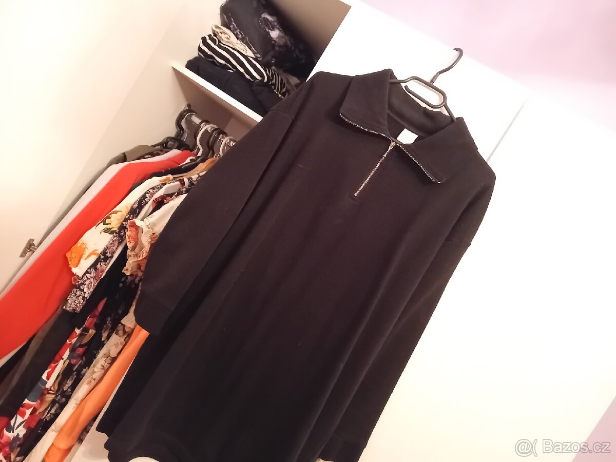 Černé mikinové elegantní šaty, velikost S, značka H&M