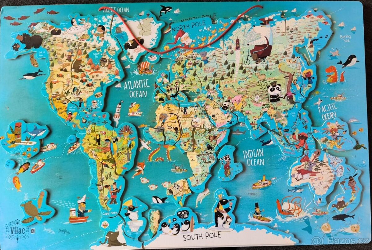 Magnetická mapa světa puzzle