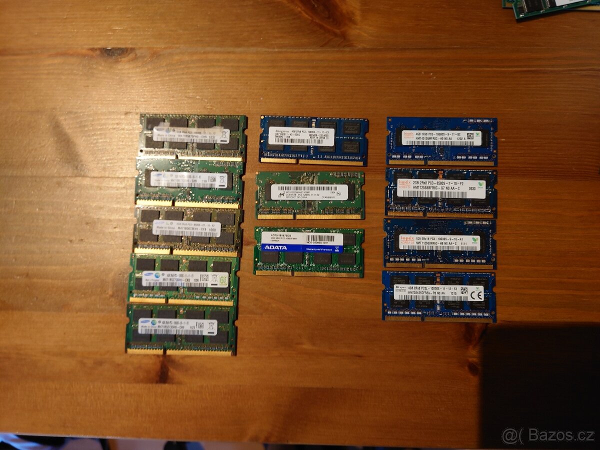 SO-DIMM RAM paměti DDR2, DDR3