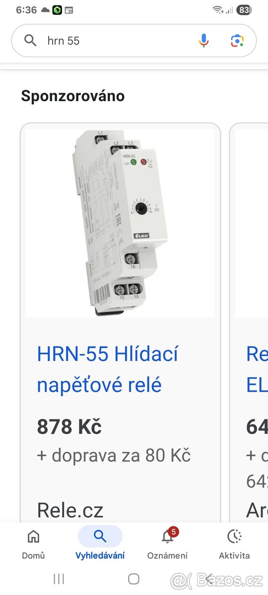 Hlídací napěťové relé Elko EP HRN-55