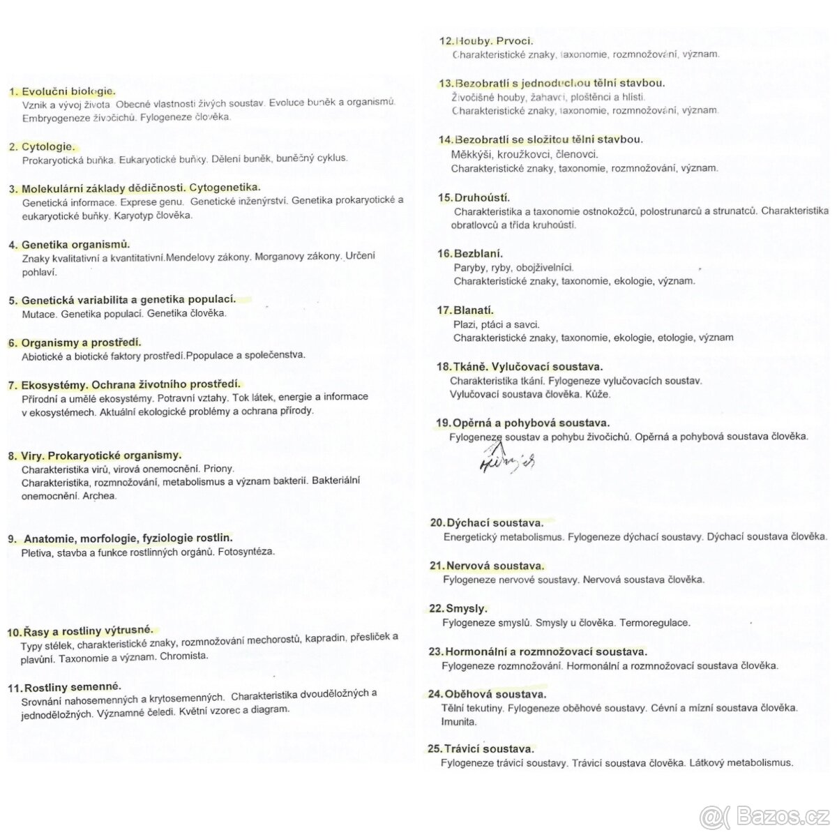 Maturitní otázky - biologie