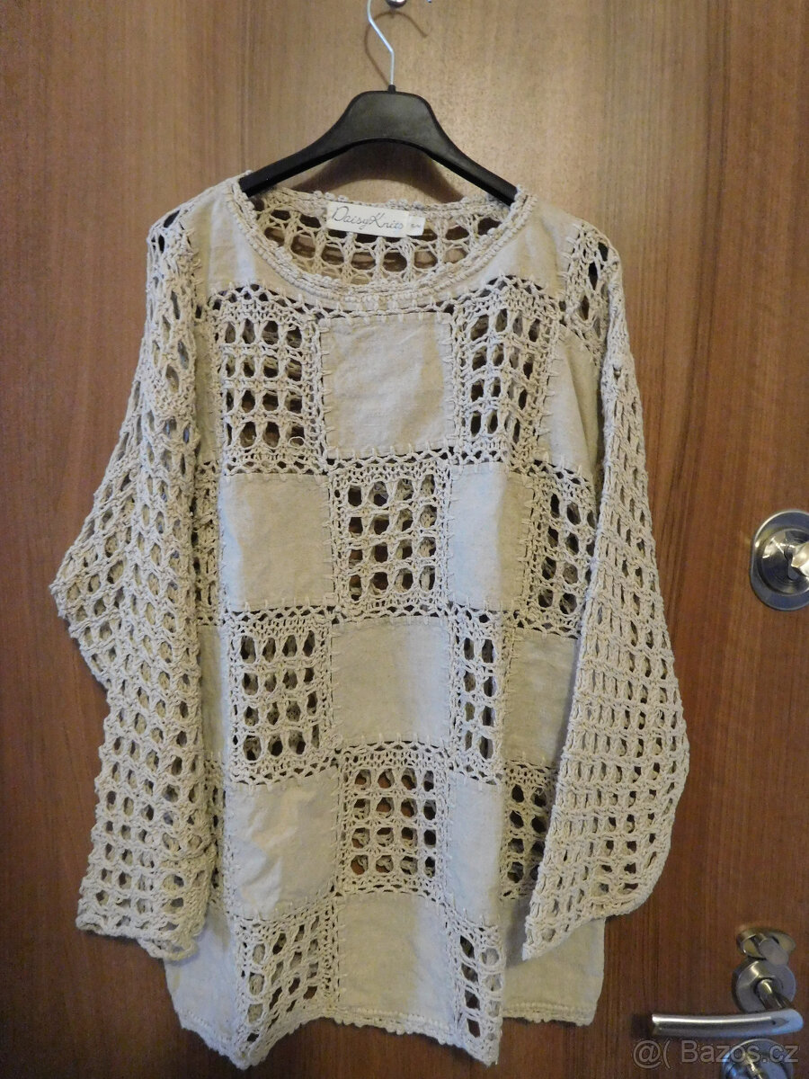 Letní lněná halena, černý top, šaty