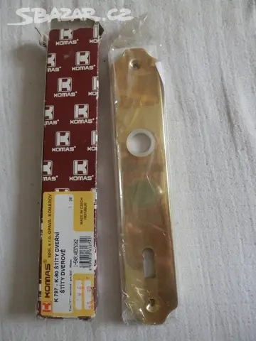 Dveřní štíty mosazné KOMAS - nové, orig. balení