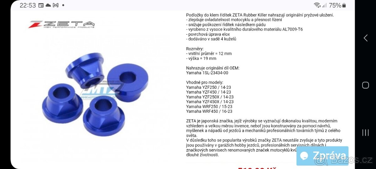 Podložky do klem řídítek