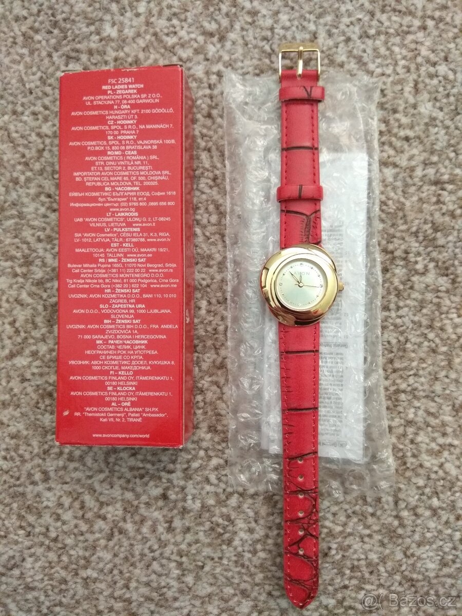 Nové dámské hodinky Avon s koženým páskem - orig. balení