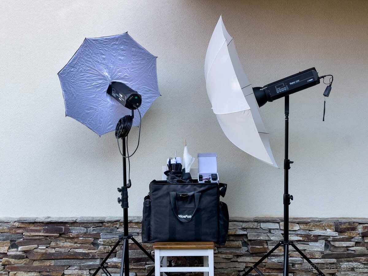 Prodám sadu 2 silných záblesků FOMEI 1200Ws