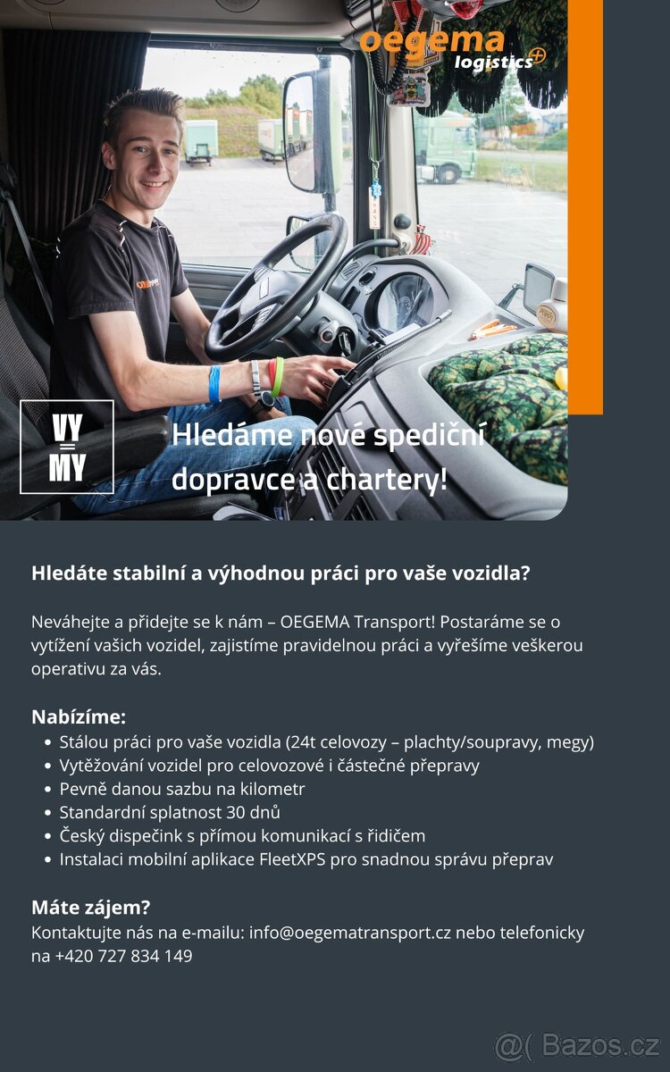 Hledáme nové spediční dopravce a chartery MKD