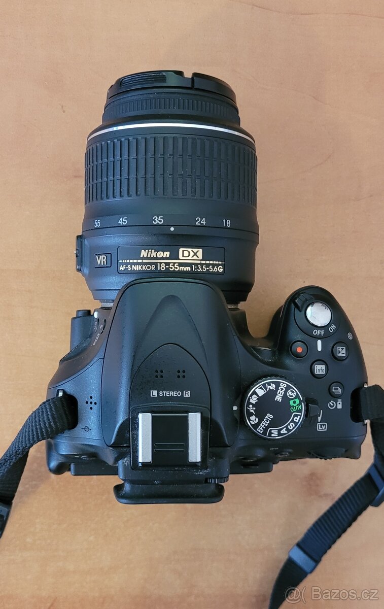Nikon D5200, nabíječka, baterie, karta 32gb, brašna