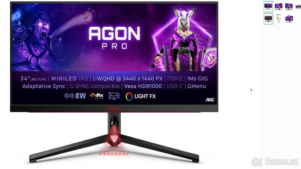 50% Sleva na monitor 34" AOC AG344UXM Agon Pro