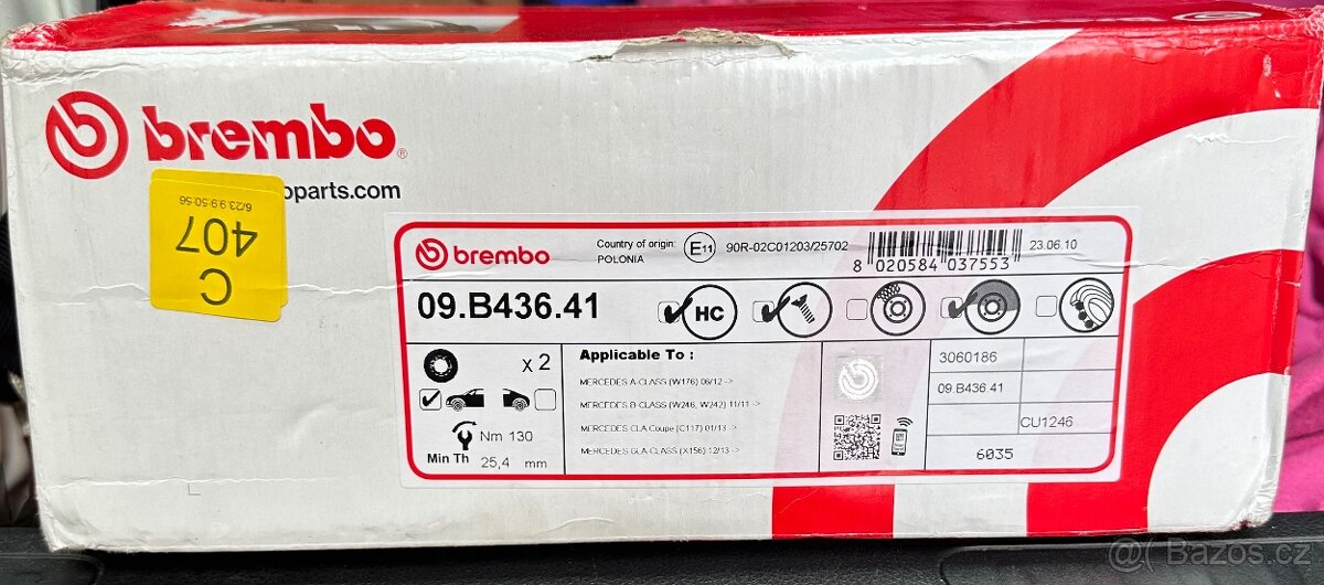 Brembo 09.B436.41 kotouče přední MB