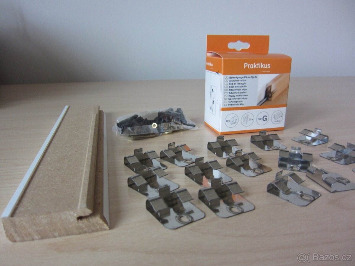 Soklové podlahové lišty 4 m a úchytky clip G (35 ks)