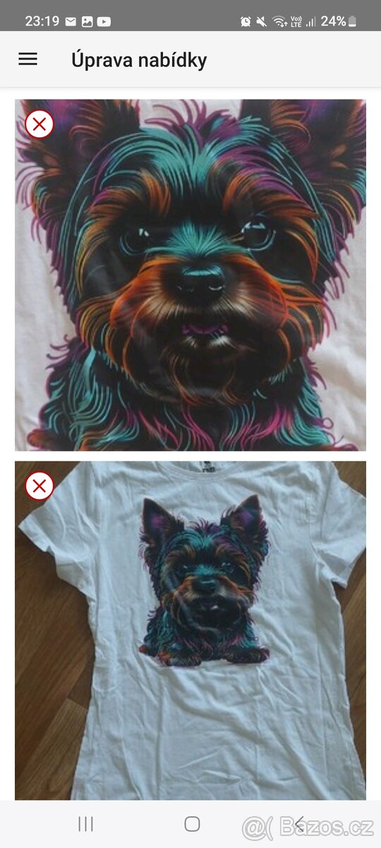 Tričko bílé s Yorkšírským teriérem