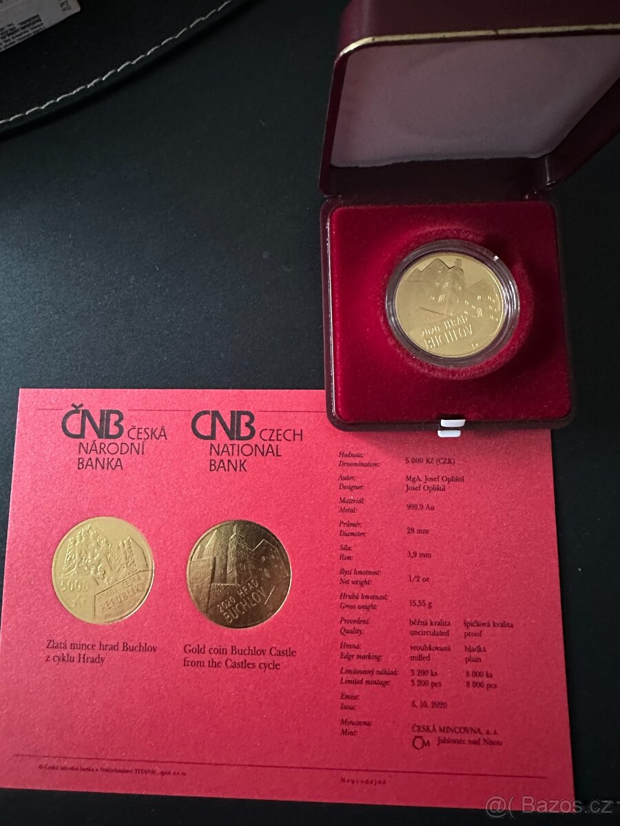 Zlatá mince hrad Buchlov