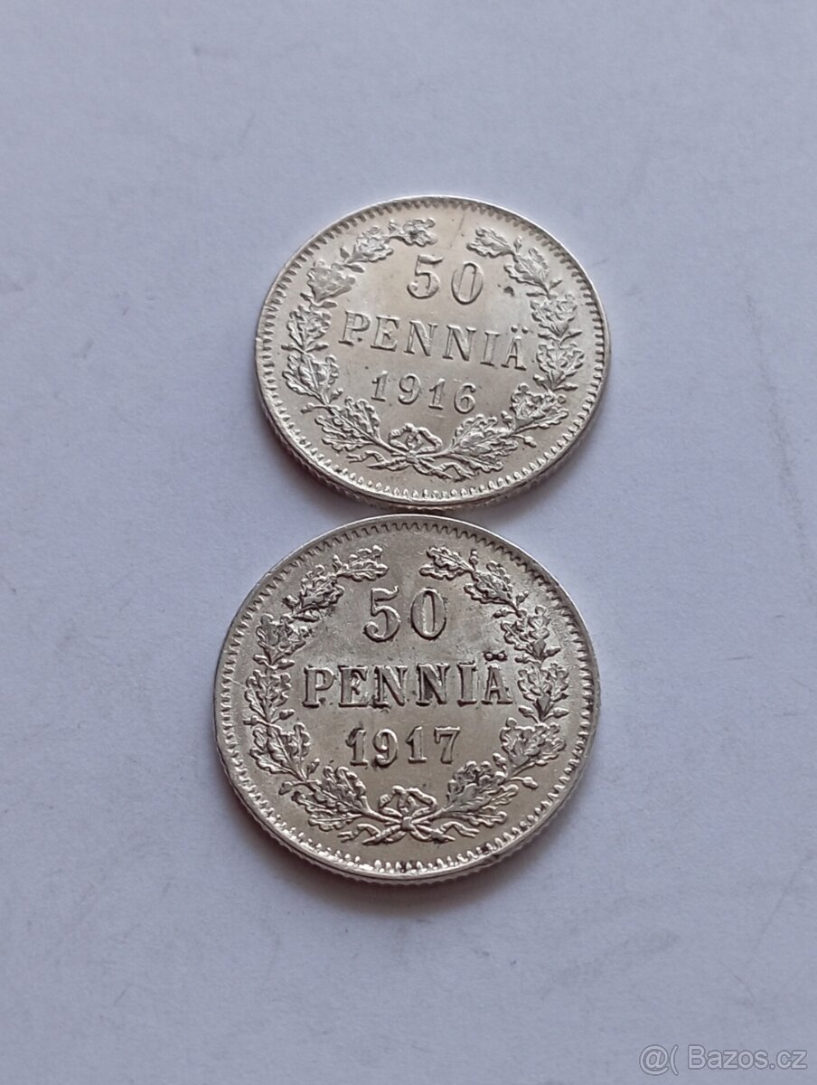 Stříbrné mince Finsko za vlády carského Ruska