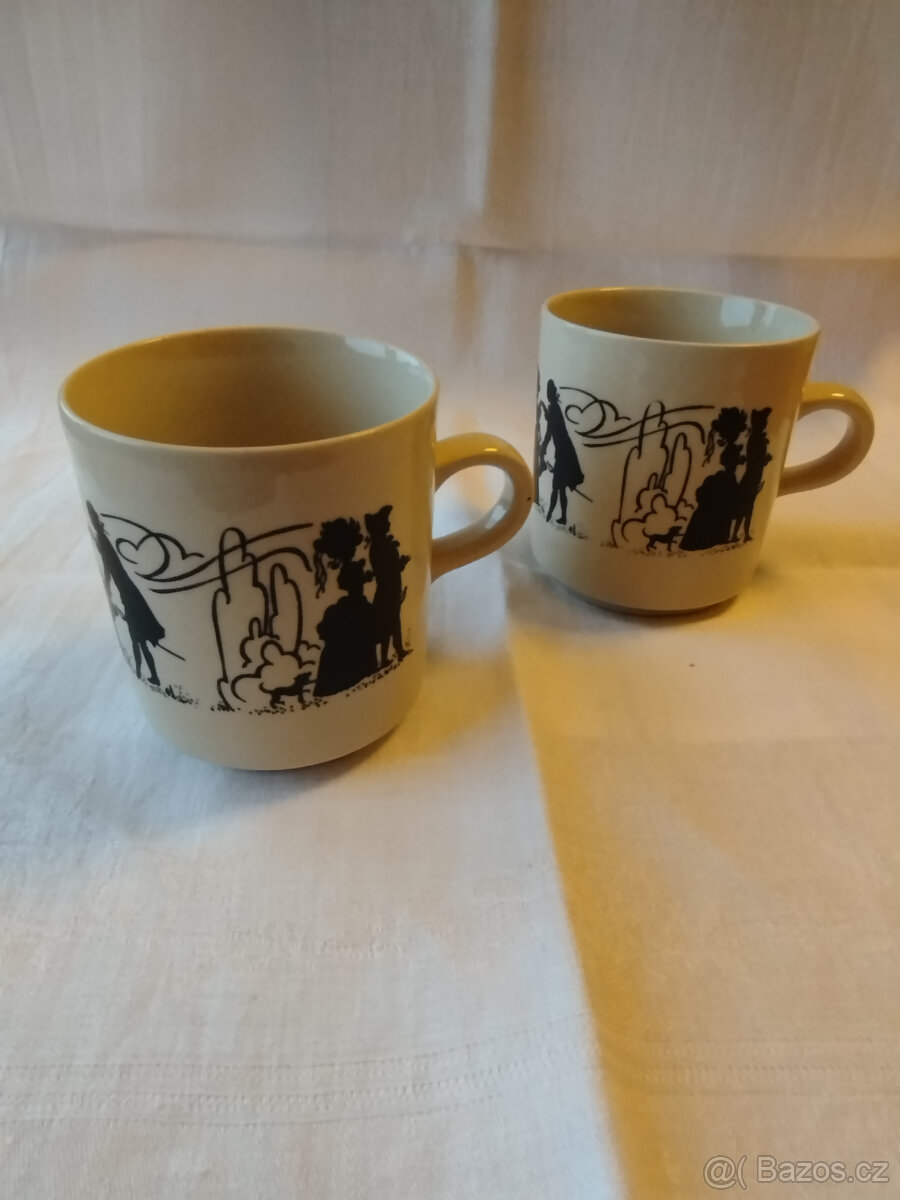 retro keramické hrnky 1/4 litru rokoko