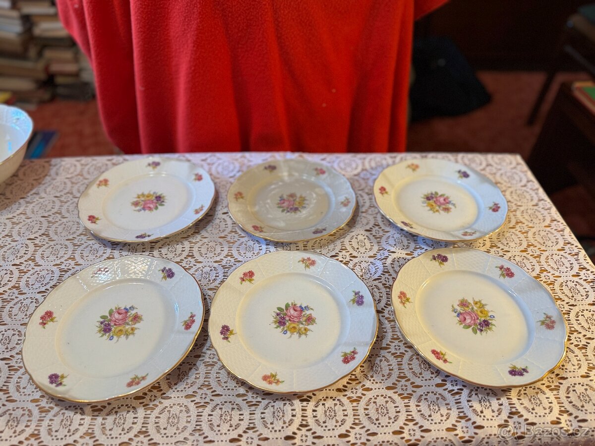 Velký Vintage Set Dezertních Talířů TK Thun Czechoslovakia