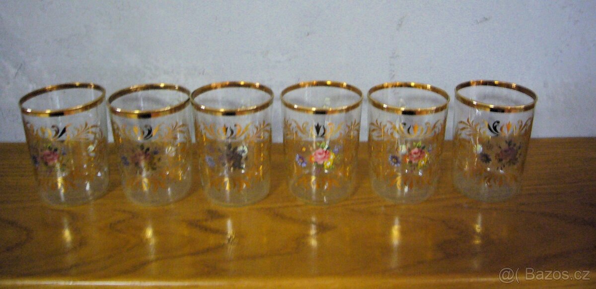 sada 6ks retro sklenice hrnky