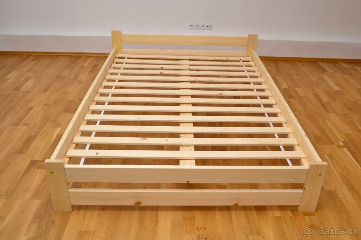 Nová postel 180x200 cm borovice s roštem