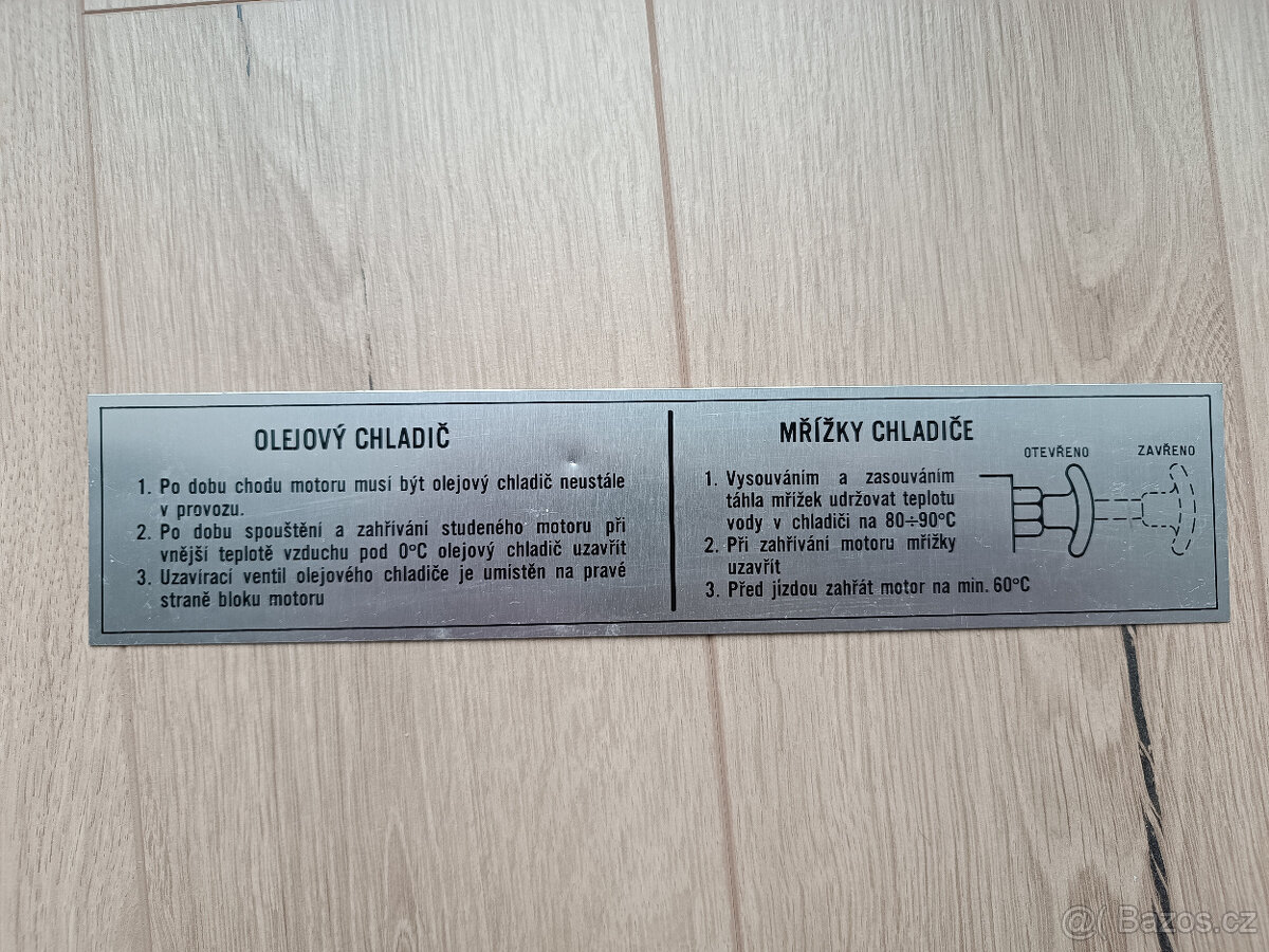 Štítek Praga V3S -původní výroba