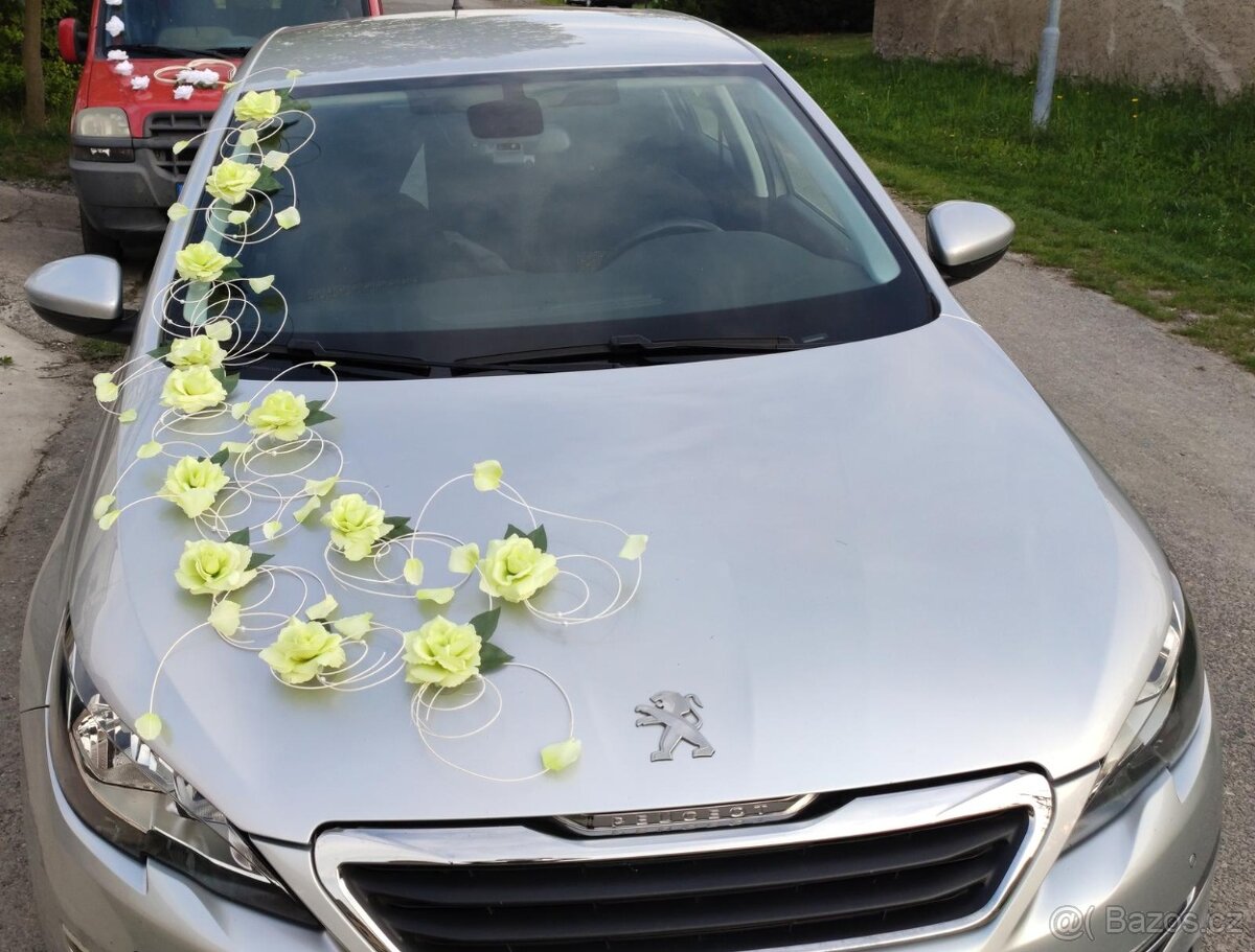 Svatba dekorace sada na auto růže s perlemi zelená