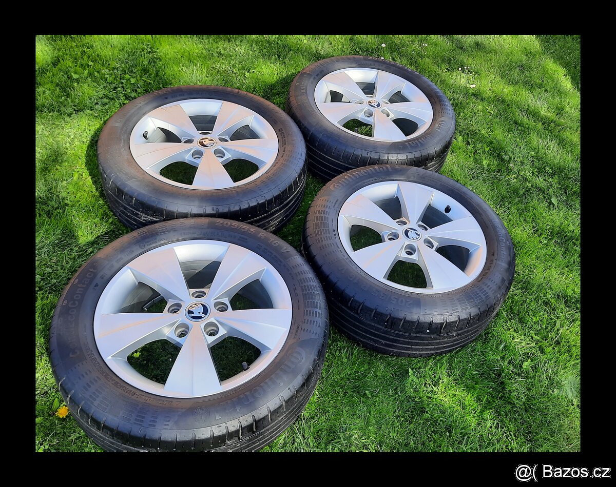 Originál Alu kola Škoda 5x112 letní 205/55/R16 sada 4x