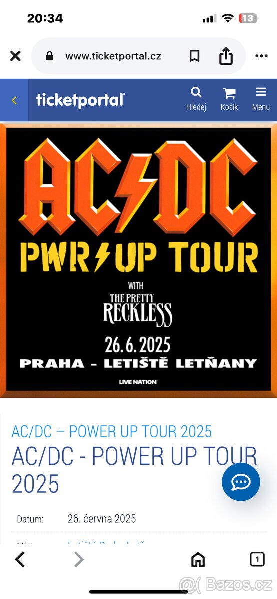 2 x vstupenka na AC/DC
